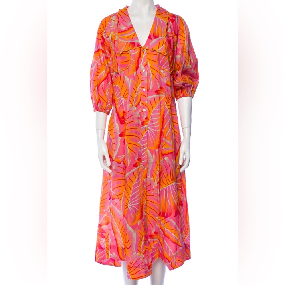 FARM Rio printed long button up dress Size M